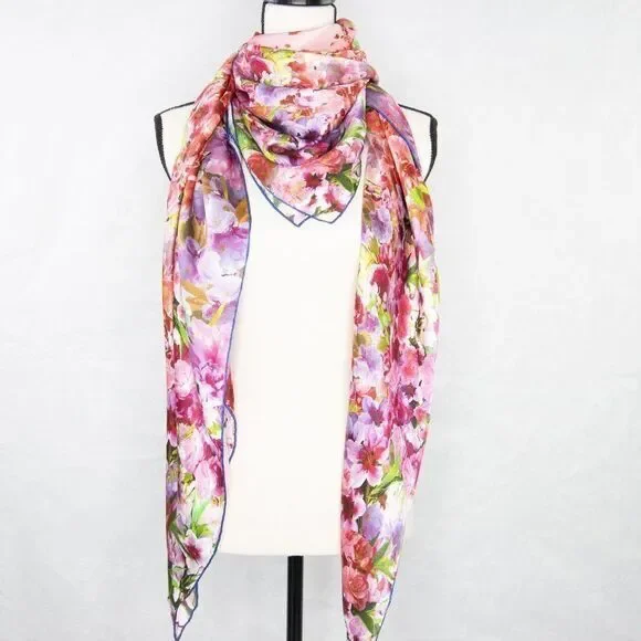 Silk floral print over size‎ scarf